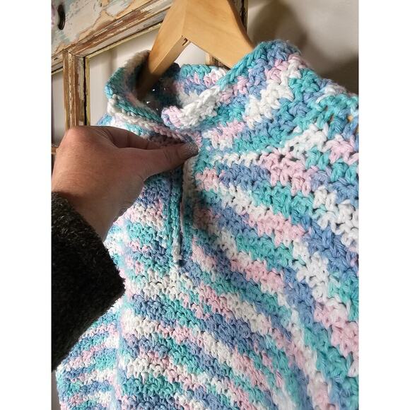 Vintage Crochet Lattice Split Collared Short Sleeve Sweater size Medium - Picture 4 of 8